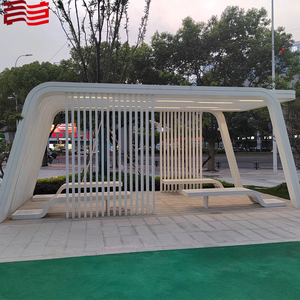 Grand Pavillon Moderne Géométrique en Acier Inoxydable Immobilier Repère Sculpture Extérieure en Métal Sculpture de Pavillon d'Art Personnalisé - Product Image 5