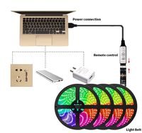 Bande LED RGB 5050 5V avec contrôleur 3 touches USB IP20, lumière adhésive flexible pour chambre, maison, fête, salle de jeux, décoration