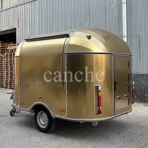 Carrito de Comida Móvil Personalizado de Acero Inoxidable Dorado para Jugos, Remolque de Comida Callejero con Certificación CE - Product Image 2