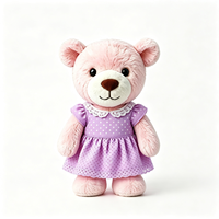 Ours en peluche doux et câlin avec robe à col en dentelle et manches courtes, jouet en peluche animal