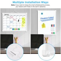 Petit tableau blanc double face suspendu, tableau blanc portable pour la planification, calendrier mensuel, tableau blanc effaçable à sec pour mur
