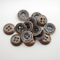 Boutons en alliage métallique bronze antique personnalisés avec logo, 4 trous, accessoires de couture pour vêtements