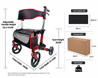 Déambulateur d'extérieur pour personnes âgées avec siège et sac de courses, réglable en hauteur, pour personnes handicapées, aide à la rééducation