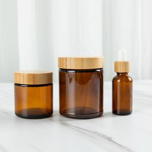 8oz 250ml sang trọng bao bì mỹ phẩm chăm sóc da đặt lọ kem thủy tinh với nắp tre Chai xịt bơm tre - Product Image 5