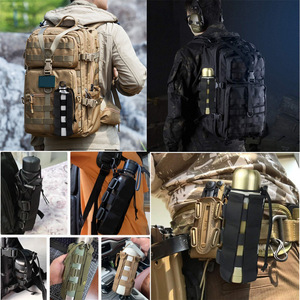 กระเป๋าใส่ขวดน้ำแบบยุทธวิธี สีดำ ทำจากไนลอน ทนทาน เหมาะสำหรับกิจกรรมกลางแจ้ง พร้อมสายปรับได้และห่วงรูปตัว D - Product Image 3