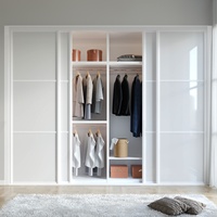 Armoire de chambre haut de gamme sur mesure, pliable et extensible, blanche brillante avec coiffeuse et éclairage LED pour maison moderne