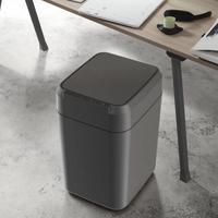 Poubelle créative carrée noire 17L pour animaux de compagnie avec couvercle ouvert seau de rangement automatique pour ensachage maison toilette salle de bain poubelle avec couvercle