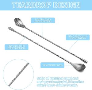 Cuchara de <span class=keywords><strong>Bar</strong></span> Profesional para Bartender, Cuchara Mezcladora de Cócteles de Acero Inoxidable para Uso en Restaurantes y Bares - Product Image 3