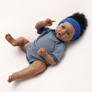 Tono de piel profunda Africana <span class=keywords><strong>morena</strong></span> vinilo realista silicona Reborn Baby Doll Kit juguetes niños regalos muñeca de moda duradera - Product Image 5