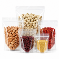 Sachet d'emballage personnalisé en aluminium doré avec fenêtre, fermeture éclair refermable, résistant à l'humidité, pour noix, haricots rouges, sucre et snacks