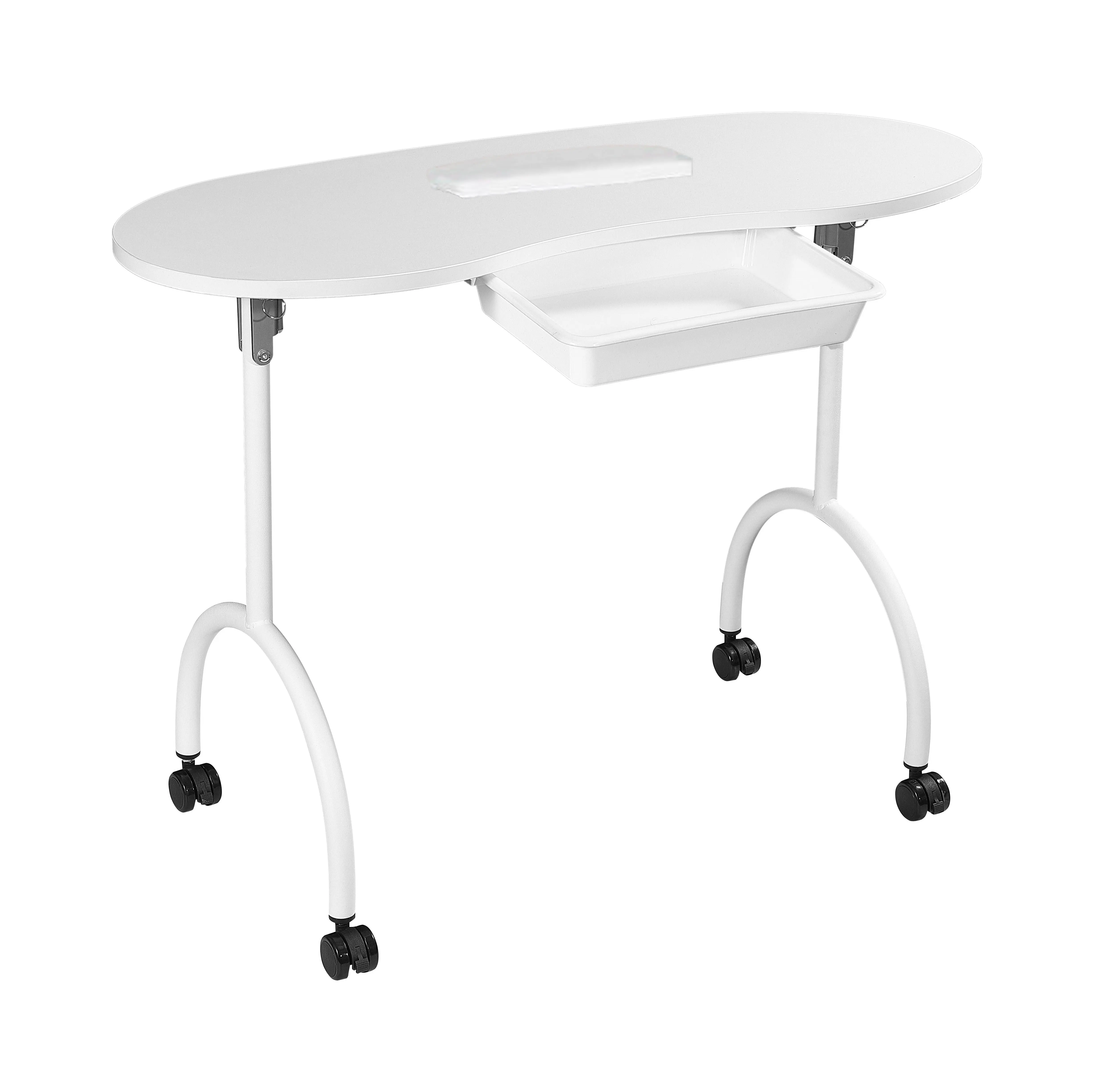 Meilleure vente Table de manucure Mobilier de salon moderne Pieds en métal Table de manucure à ongles rose portable