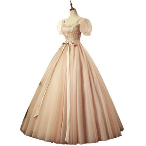 Evening Gown Puff Sleeves Scoop Neck Floral Print Empire Waist Tutu Skirt Wedding Dress Adult Formal Gown - Product Image 5