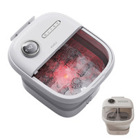 Bain de pieds massant pliable et portable KASJ T5-Pro personnalisé avec chauffage, lumière rouge, massage à bulles et rouleaux pour une immersion profonde