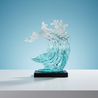 Sculpture moderne de luxe abstraite en résine époxy transparente avec finition haute brillance couleur personnalisée pour la décoration intérieure