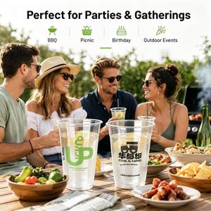Gobelets jetables transparents en PET sans BPA de 16 oz avec impression numérique personnalisée, en plastique à paroi simple pour boissons multi-usages - Product Image 3