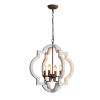 Lámpara Colgante de Estilo Rústico Americano, de Madera, para Cocina, Hogar, Estilo Retro, LED AC, E14, 4 Bombillas, Luz Blanca Cálida, para Restaurante