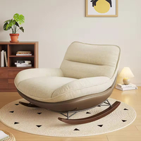 Beliebter Günstiger Schaukelstuhl Cremefarbener Designer-Einzelsessel Wohnzimmer-Freizeitstuhl Moderner Stoff-Loungesessel