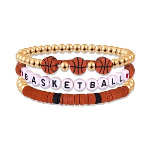 <strong>2026</strong> Creative Sports Elastic Stackable Polymer Clay <strong>Bracelet</strong> Football Basketball Charm Gift for Fan - Product Image 5