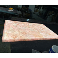 Taille personnalisée rétro-éclairé naturel rose onyx cristal Rose Quartz translucide pierre comptoir dalle pour cuisine salle de bain maison