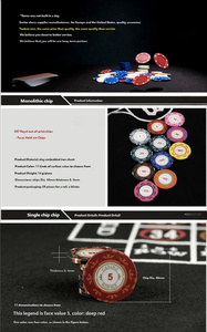 Jetons de poker Texas en argile premium 14g avec noyau en fer, 11 dénominations, motifs personnalisables, design de pièce unique, manchon en plastique - Product Image 6