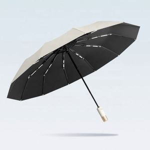 Paraguas Plegables de Tres Secciones, de Alta Gama, Lujosos, de 12 Varillas, Totalmente Automáticos, Personalizados de Fábrica, Regalos Empresariales para Promociones Publicitarias - Product Image 2