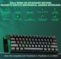 Clavier de jeu filaire AULA WIN60 HE 60% avec interrupteurs à effet Hall magnétique, remplaçables à chaud, actionnement réglable, taux de polling 8000Hz, RGB