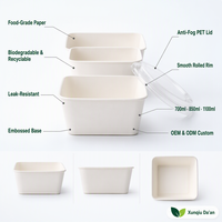 Conteneur alimentaire en papier kraft brun écologique, boîte à emporter carrée avec couvercle, emballage jetable pour fruits et sushis
