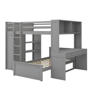 Современная домашняя мебель деревянная двухъярусная кровать для спальни обрамление мебель полноразмерная двухъярусная кровать с двойным рабочим столом - Product Image 1