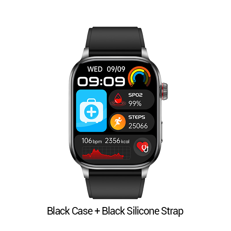 Black Case + Black Silicone Strap