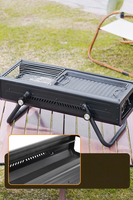 Barbecue portable sans fumée pliable SOLOMAN avec poignée de levage, en acier inoxydable, avec étui de transport en fer noir pour le camping en plein air