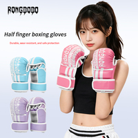 Gants de boxe MMA demi-doigts en gros, absorption des chocs, rembourrage épais en mousse, support de poignet réglable pour l'entraînement aux arts martiaux