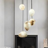 Lampu Gantung Linear Alabaster Marmer Alami Nordik Minimalis Modern untuk Ruang Makan, Kamar Tidur, dan Samping Tempat Tidur
