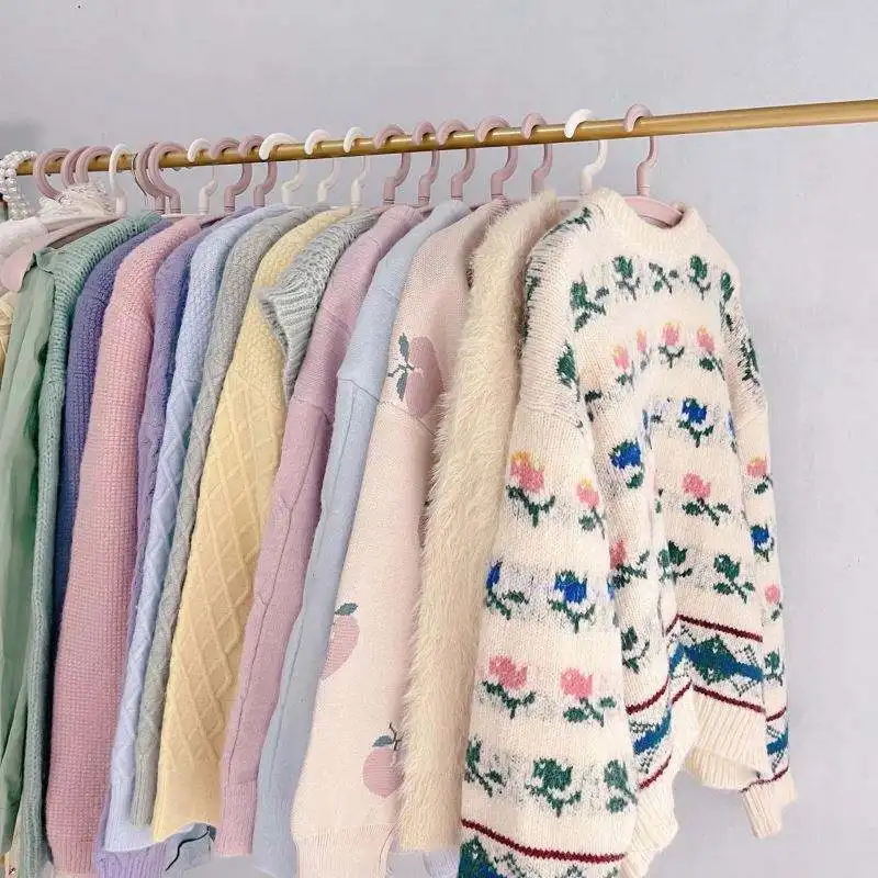 2023 suéter de mujer pulóver patrón Jacquard prendas de punto de manga larga usada cuello redondo de punto de algodón de invierno suéter de punto al por mayor