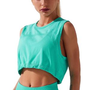 Custom Logo Ladies Printing Gym <b>Top</b> Blank <b>Summer</b> Workout Vest Plain Elastic Bottom <b>Sleeveless</b> T-shirt Women Training Tank <b>Top</b> - Product Image 3