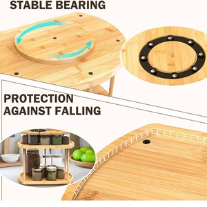 Customized Two-layer Spice Jars <b>Storage</b> Bamboo Rotating Spice Rack - Product Image 2