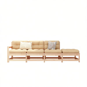 Ensemble de salon de jardin en bois de pin massif, design modulaire, mobilier d'extérieur 4 places - Product Image 1