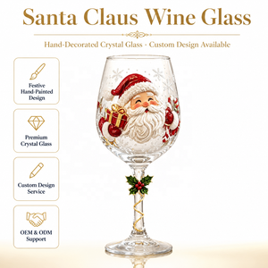 Bicchiere da Vino di Babbo <span class=keywords><strong>Natale</strong></span>, Cristallo Trasparente, Fatto a Mano, Intricato, per Casa e Ufficio, Vendita all'Ingrosso - Product Image 1