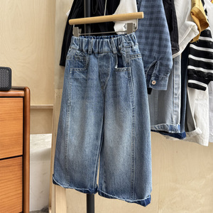 <span class=keywords><strong>Jean</strong></span> en denim bleu coupe droite pour enfants, style américain, en coton super-suédé, bonne texture, pour garçons et filles, coupe ample - Product Image 4