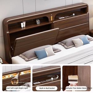 Lit en bois de noyer massif sculpté <span class=keywords><strong>à</strong></span> <span class=keywords><strong>la</strong></span> <span class=keywords><strong>main</strong></span>, écologique, avec tiroir de rangement, cadre de lit en bois durable, taille king 1,5m/1,8m/2m - Product Image 5