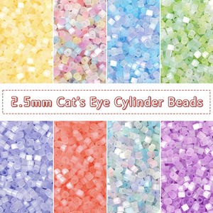 Lot de 10g de perles cylindriques en verre antique œil de chat de haute qualité de 2,5 mm pour la fabrication artisanale de bracelets et colliers DIY - Product Image 1