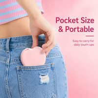 Trending Portable Heart Shaped Type C Rechargeable LED Light 2X Magnifying Travel Beauty Compact Mirror