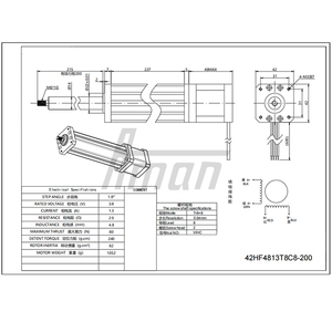Nema 17 <b>Stepper</b> <b>Motor</b> Weight 1190g 42HF4813T8C8-250 Mini Electric Cylinder 2-Phase 3.8V 80N Torque X-Y Workbench Valve <b>Control</b> - Product Image 3