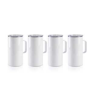 Gobelets vierges par sublimation 20 OZ tasses blanches avec poignée tasses à café de voyage en acier inoxydable avec couvercle coulissant pour gobelet tasse - Product Image 1