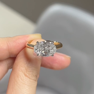 Anillo de Compromiso de Diamante Ovalado Cultivado en Laboratorio de 1 Quilate, Oro Amarillo de 18K IGI, Anillo de Lujo para Mujer, Anillo de Aniversario, Anillo de Promesa - Product Image 6