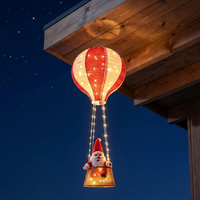 Guirlande lumineuse décorative AVEKI en forme de ballon à air chaud de Noël avec Père Noël, 8 modes clignotants, alimentée par piles, en plastique, pour arbre