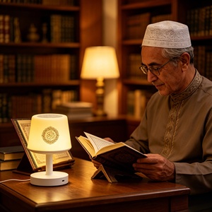 Lámpara de escritorio LED con control por aplicación, reproductor de Corán, regalo islámico, lámpara táctil MP3 con Corán, altavoz con luz LED - Product Image 1