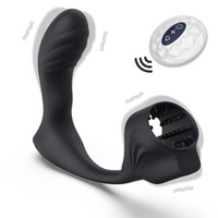 Control remoto recargable bloqueo masculino anillo de esperma masaje vibración de próstata