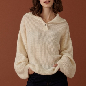 Áo len dệt kim thời trang thường ngày thiết kế màu trơn dáng rộng có khuy cài len mohair dành cho nữ - Product Image 2