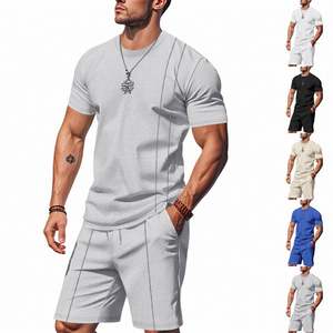 Ensemble T-shirt et short cargo pour homme, imprimé, décontracté, écologique, idéal pour la gym, la course, la plage, le basketball et les activités sportives en extérieur - Product Image 1