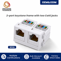 Modul Jaringan Keystone Jack Cat6 2 Port RJ45 Ysj HB Cat 6, Tanpa Alat, IDC Punch Down, Putih, untuk Panel Dinding/Patch Panel